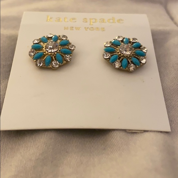 Blue & Crystal Kate Spade Studs / Post Earrings - Picture 5 of 7